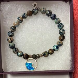 Ocean Wave Charm Beaded Bracelet